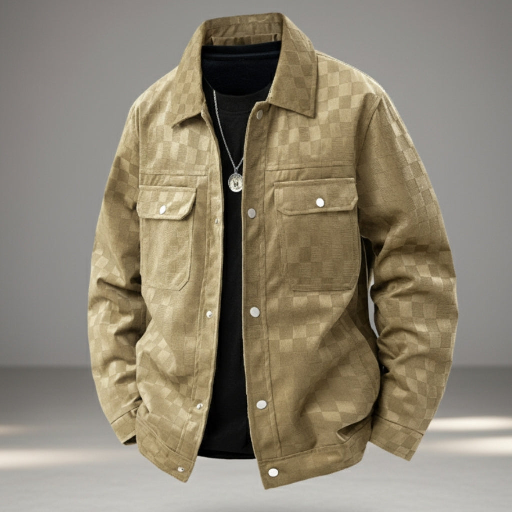 Checkerboard Pattern Suede Jacket