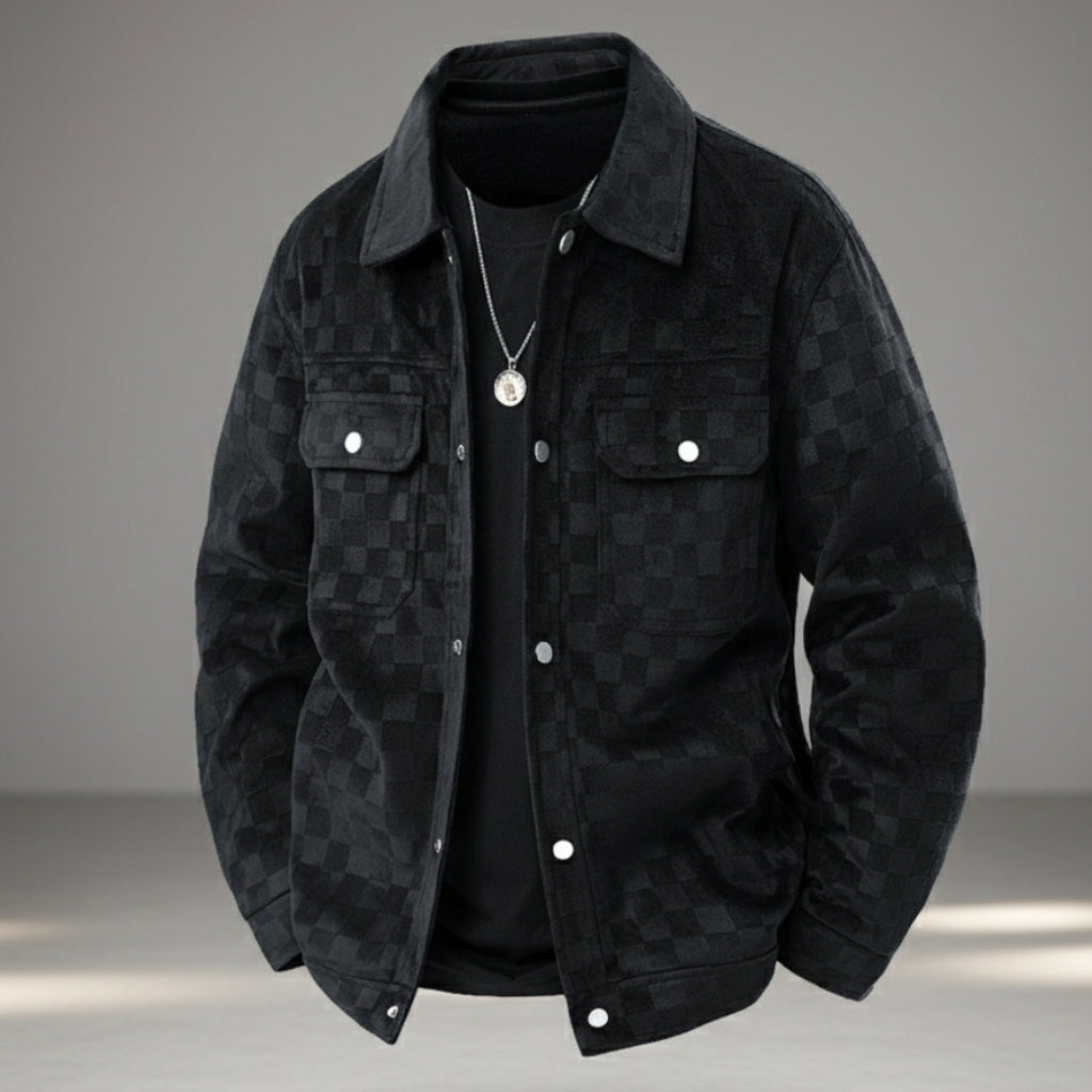 Checkerboard Pattern Suede Jacket