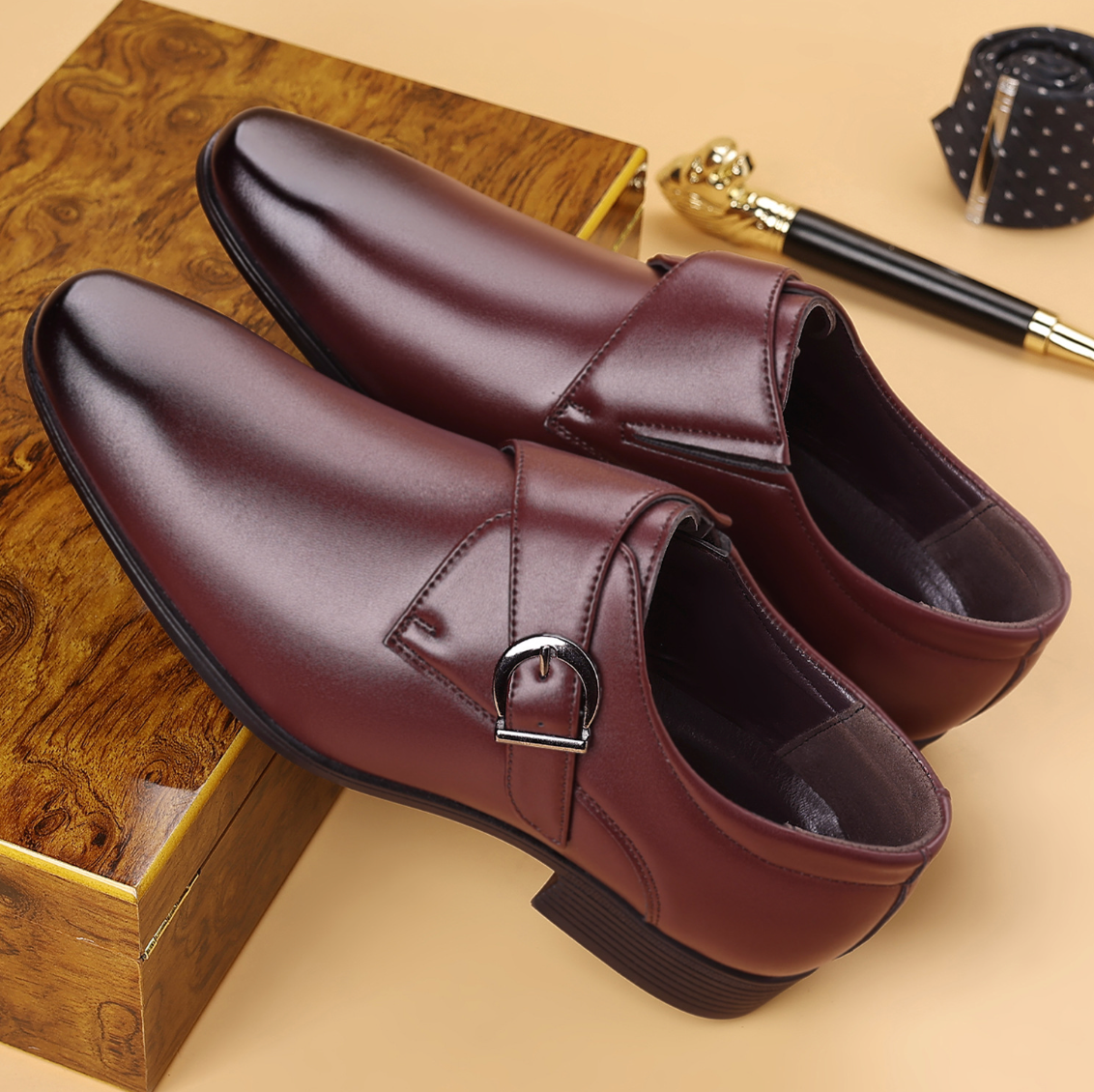 Arlington Leather Monk Strap Shoes