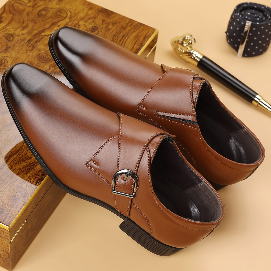 Arlington Leather Monk Strap Shoes