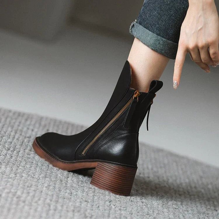 Aveline Leather Ankle Boots