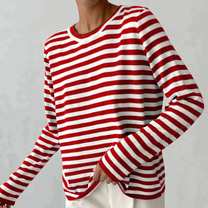 Elara Striped Knit Long Sleeve Top