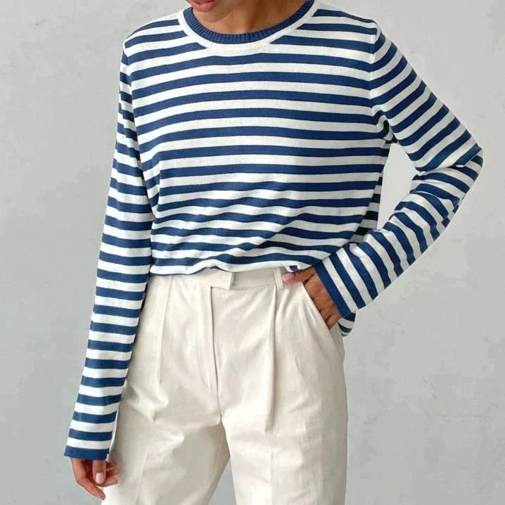 Elara Striped Knit Long Sleeve Top