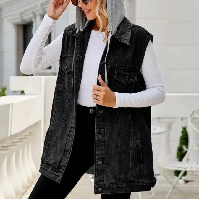 Riley Hooded Denim Vest
