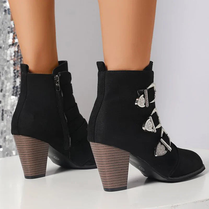 Savanna Triple-Strap Heel Boots