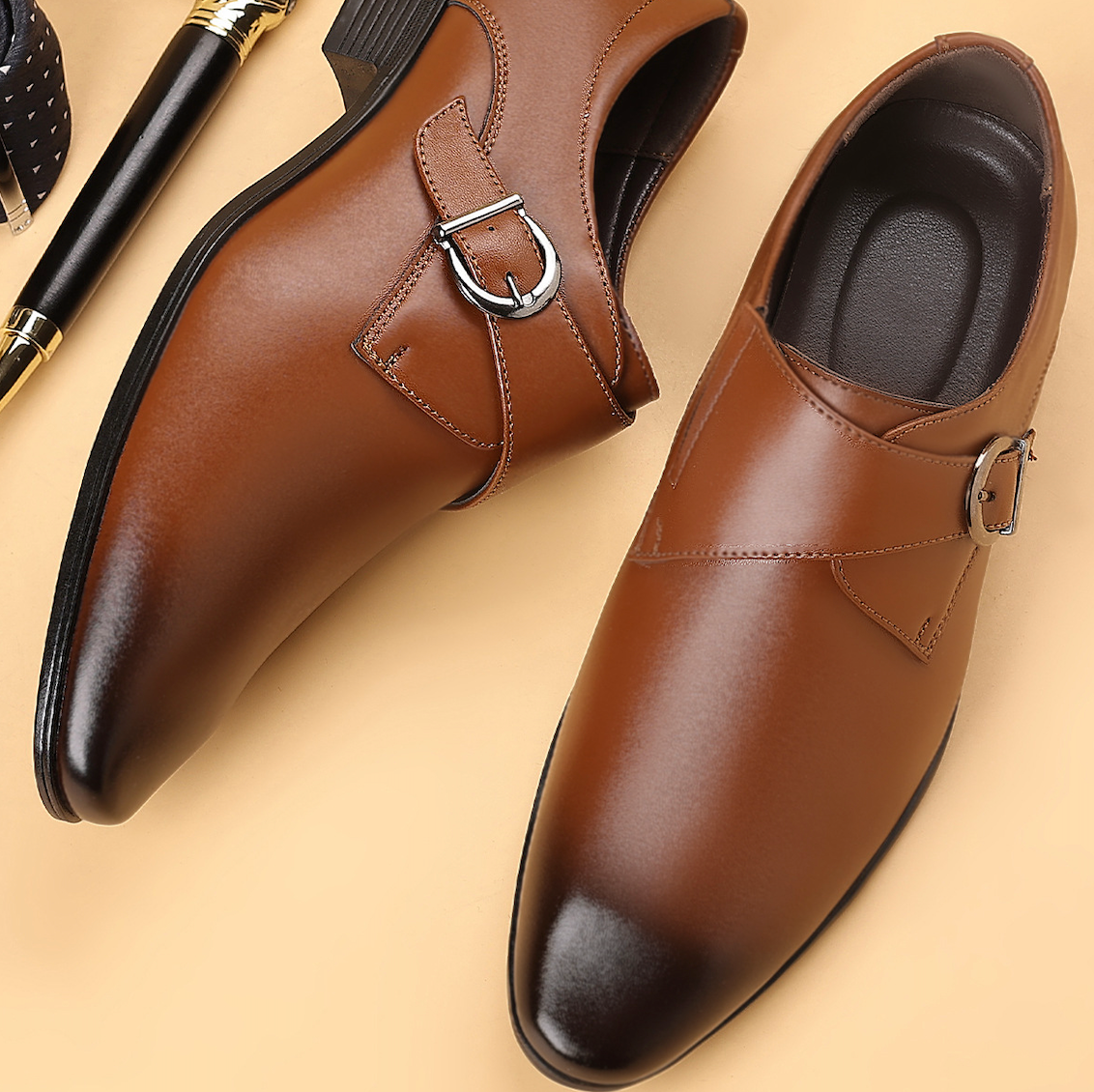 Arlington Leather Monk Strap Shoes