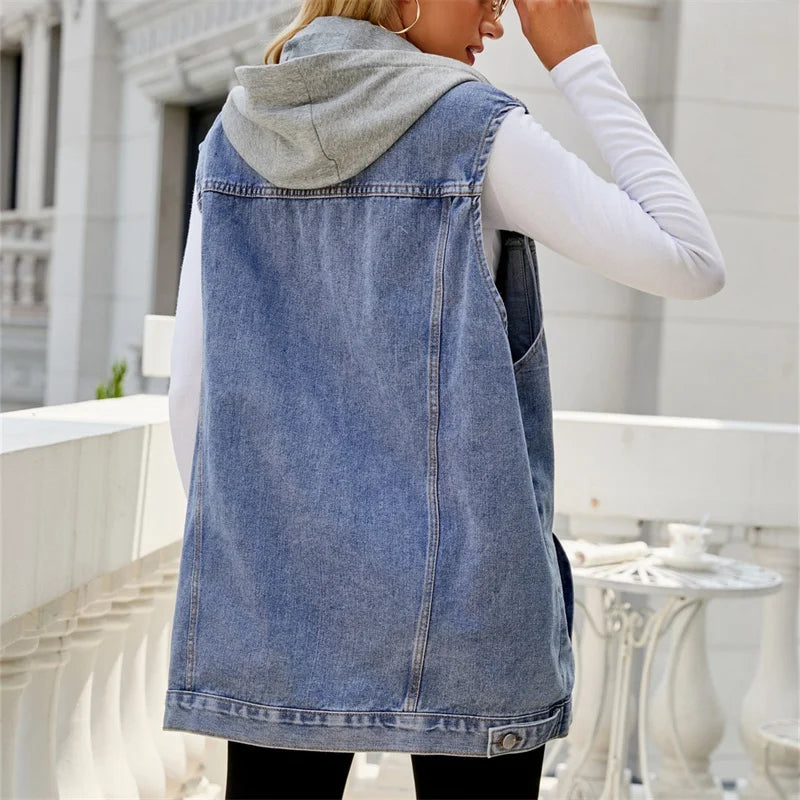 Riley Hooded Denim Vest