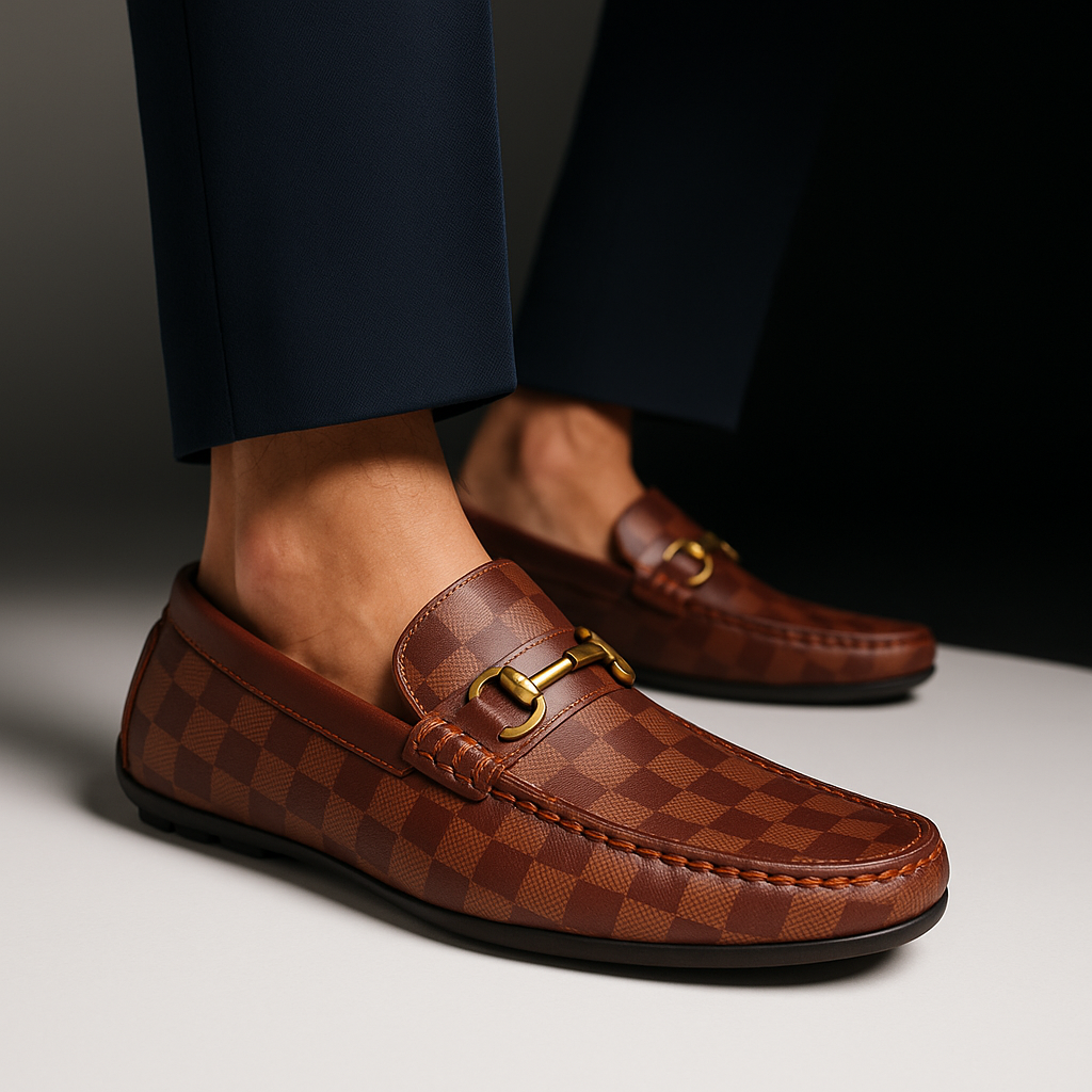 Sterling Check Leather Loafers